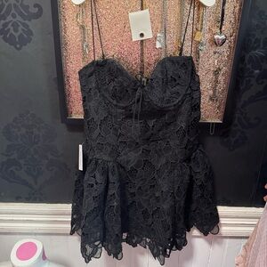 For Love And Lemons Black Lace Mini Dress
